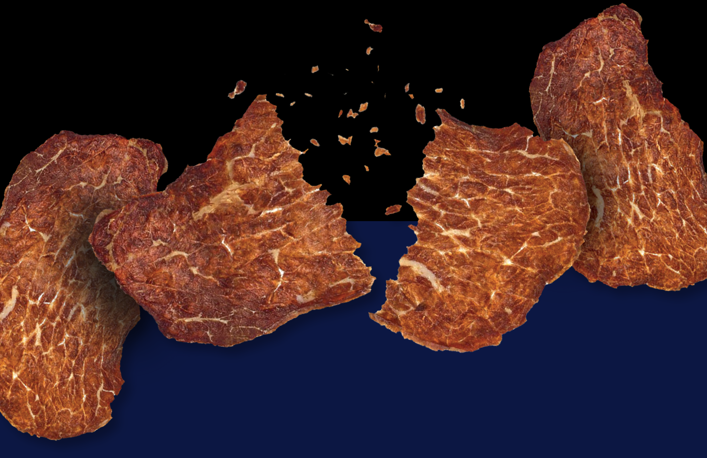 crispy beef jerky chips pieces showing thin crunchy texture of Beef Crisps snack