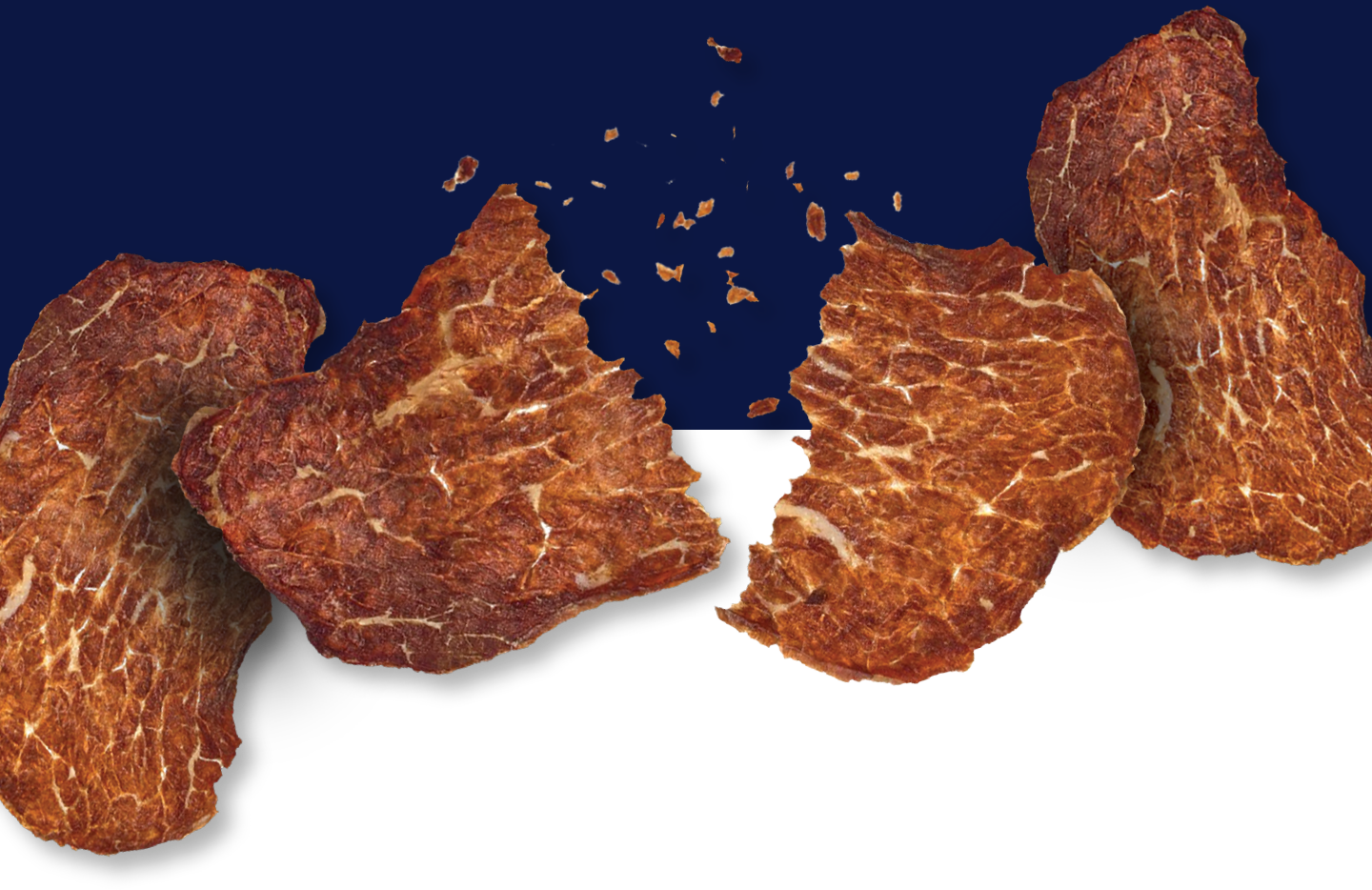 crispy beef jerky chips pieces showing thin crunchy texture of Beef Crisps snack