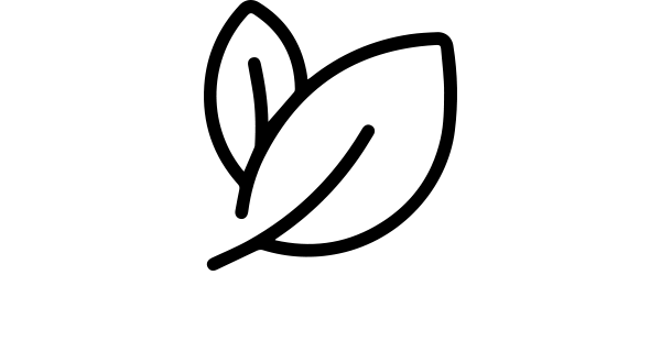 Simple line icon of two leaves representing natural ingredients and clean food principles