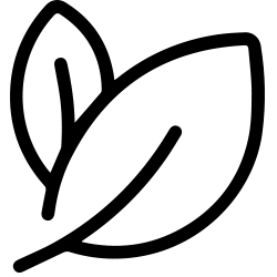 Simple line icon of two leaves representing natural ingredients and clean food principles