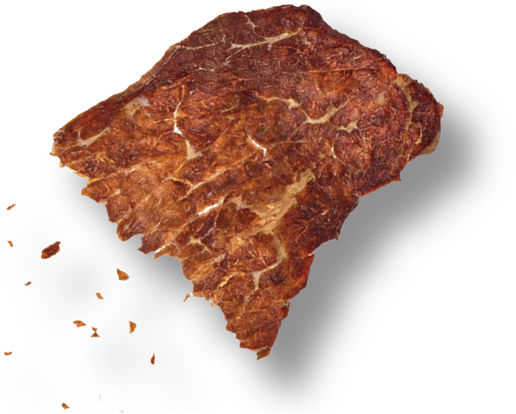 crispy beef jerky chip piece showing thin crunchy texture of Beef Crisps snack